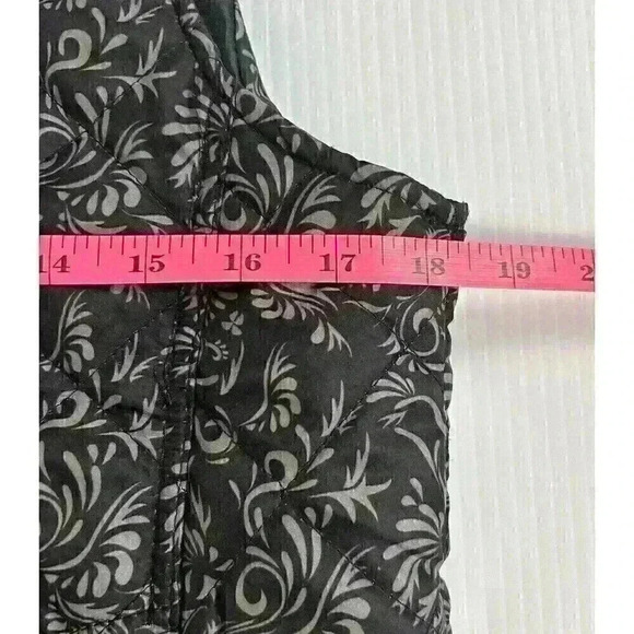 Jane Ashley Womens Small Quilted Vest Black & Taupe Paisley Lightweight Pockets - Picture 4 of 10
